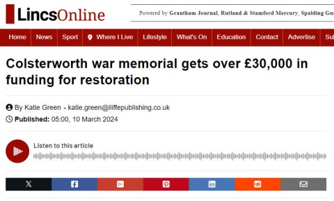 Colsterworth war memorial gets over £30,000 in funding for restoration